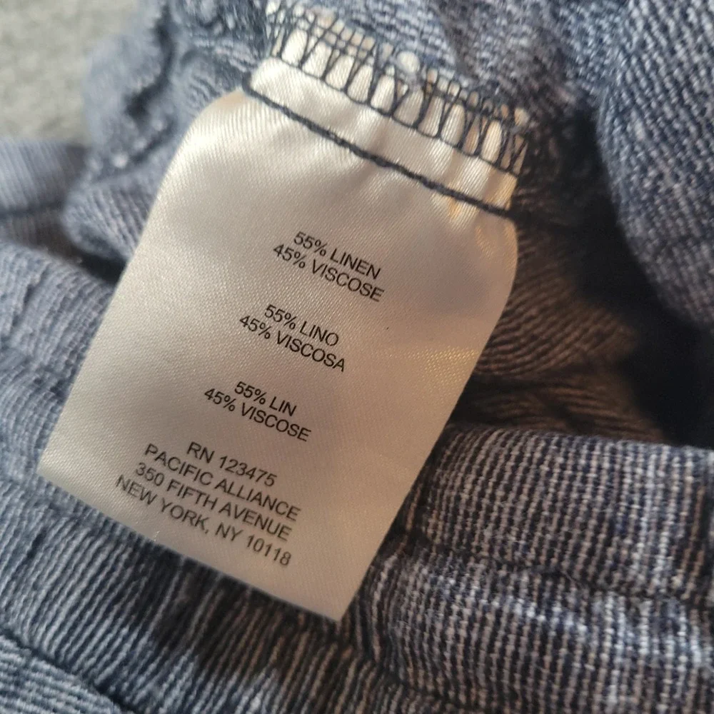 Ellen Tracy Jogger Pants Womens Small Blue Linen Blend Drawstring Elastic Cuff